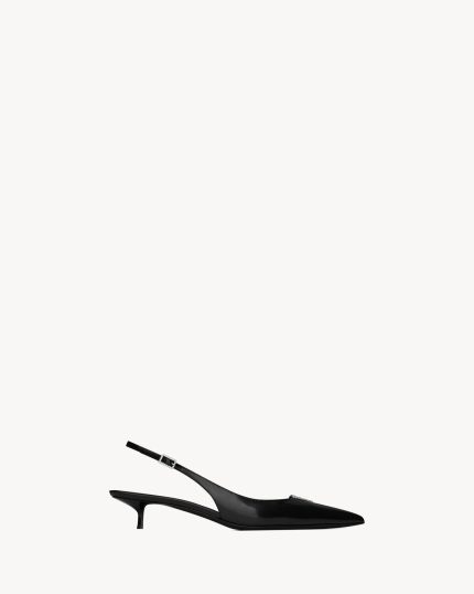 CHERISH slingback pumps in glazed leather and rhinestones